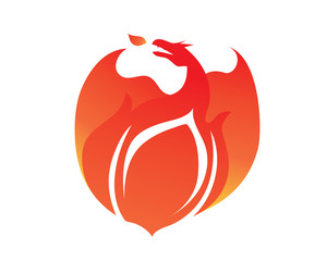 Fototapeta premium Modern Flaming On Fire Phoenix Logo