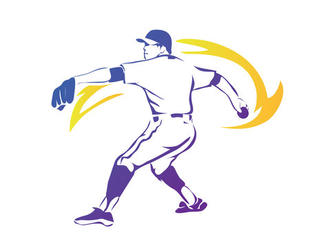 Passionate Professional Baseball Sports Athlete In Action Logo 