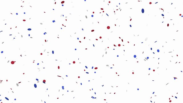 Blue, red and white confetti with round shapes - seamless looping, alpha channels and 4K
