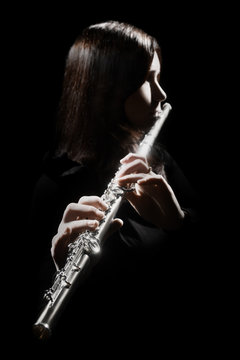 Flute player Flutist playing flute instrument