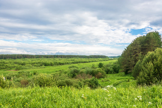 Beautiful summer landscape in the Kostroma region.