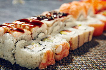 Menu of Japanese sushi rolls