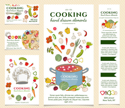 Big cooking collection. Cooking restaurant menu template. Cooking design elements vector illustration