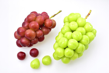 Ripe grapes - Named Shine Muscat (green) and Queen Nina (red)

