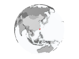 Taiwan on globe isolated