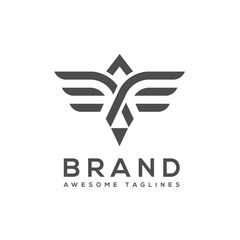 Obraz premium best simple Vector wings logo . Winged logo company and icon wing flying, eagle wing brand and logotype wing bird illustration