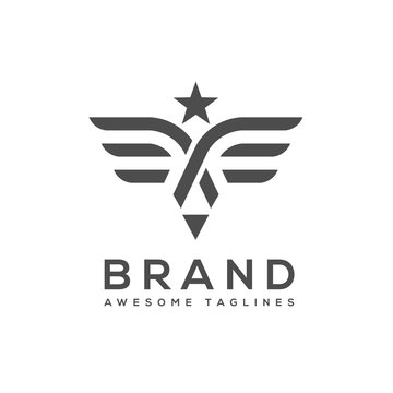 best simple Vector wings logo . Winged logo company and icon wing flying, eagle wing brand and logotype wing bird illustration