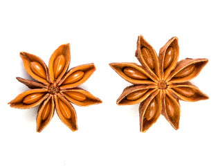 Close up the Anise Star on white background