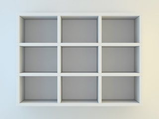 White shelves for show case. 3D rendering