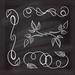 Vector calligraphic chalkboard design elements.