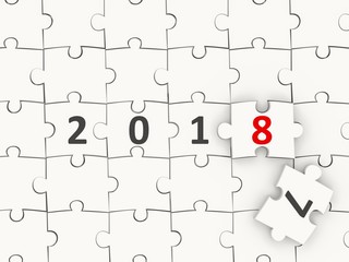 2018 New year symbol on puzzle