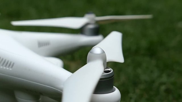 Slow Motion Drone Quadcopter Engines Stop