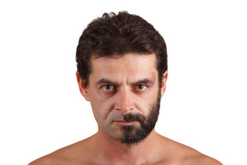 Obraz premium portrait of man with half shaved face