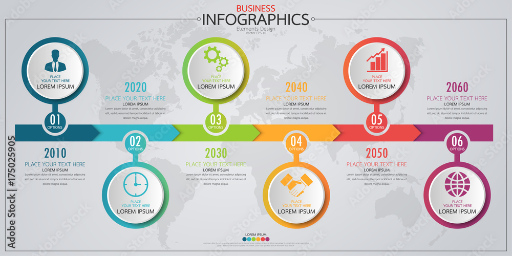 Poster infographic business horizontal timeline process chart template. vector modern banner used for prese