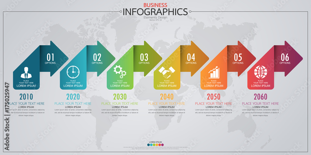 Poster infographic business horizontal timeline process chart template. vector modern banner used for prese
