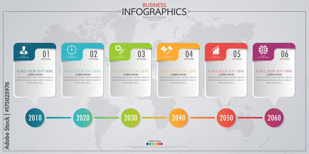 Poster infographic business horizontal timeline process chart template. vector modern banner used for prese