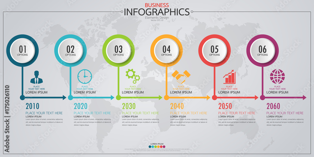Poster infographic business horizontal timeline process chart template. vector modern banner used for prese