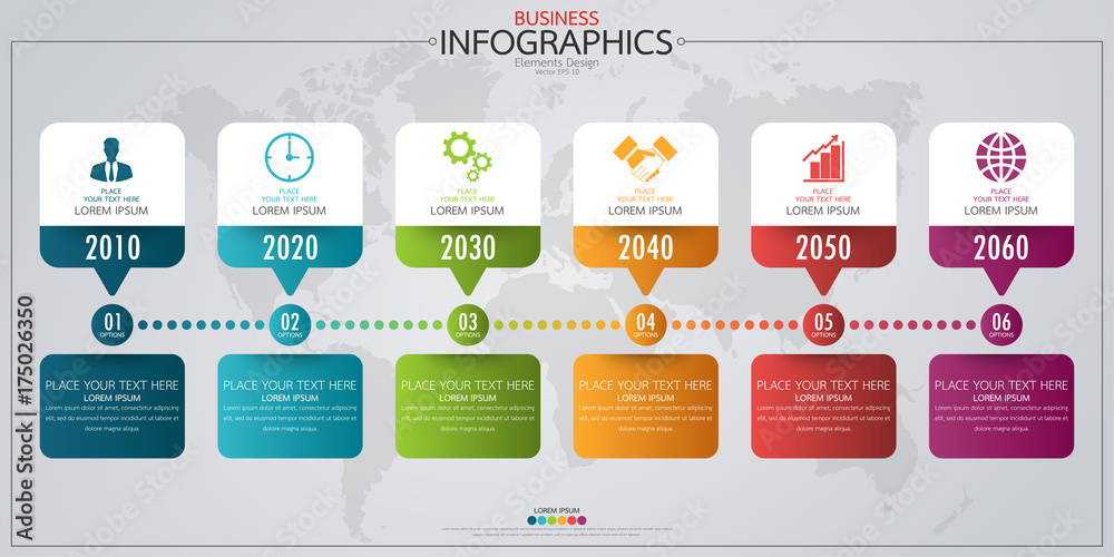 Poster infographic business horizontal timeline process chart template. vector modern banner used for prese