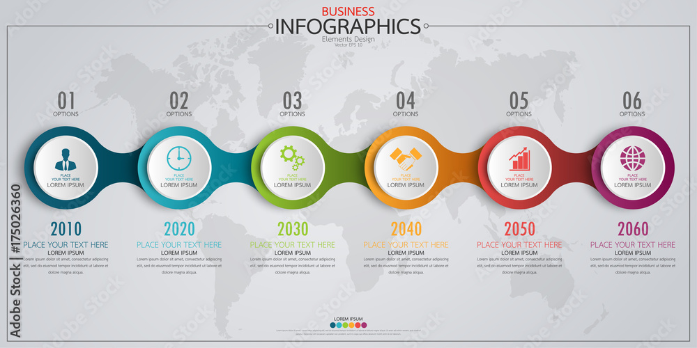 Poster infographic business horizontal timeline process chart template. vector modern banner used for prese