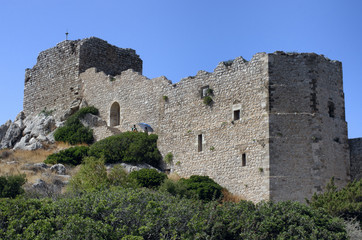 Medieval Castle of Kastellos in Kritinia in September on the island of Rhodes (Greece).