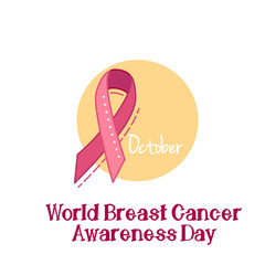 Pink ribbon, breast cancer awareness symbol, vector illustration