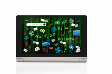 Digital marketing on computer tablet screen, big data concept