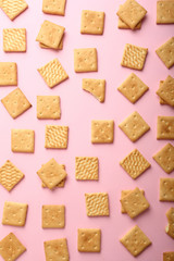 Crackers cookies pattern on pink