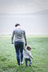 Postpartum depression - mother and child walking