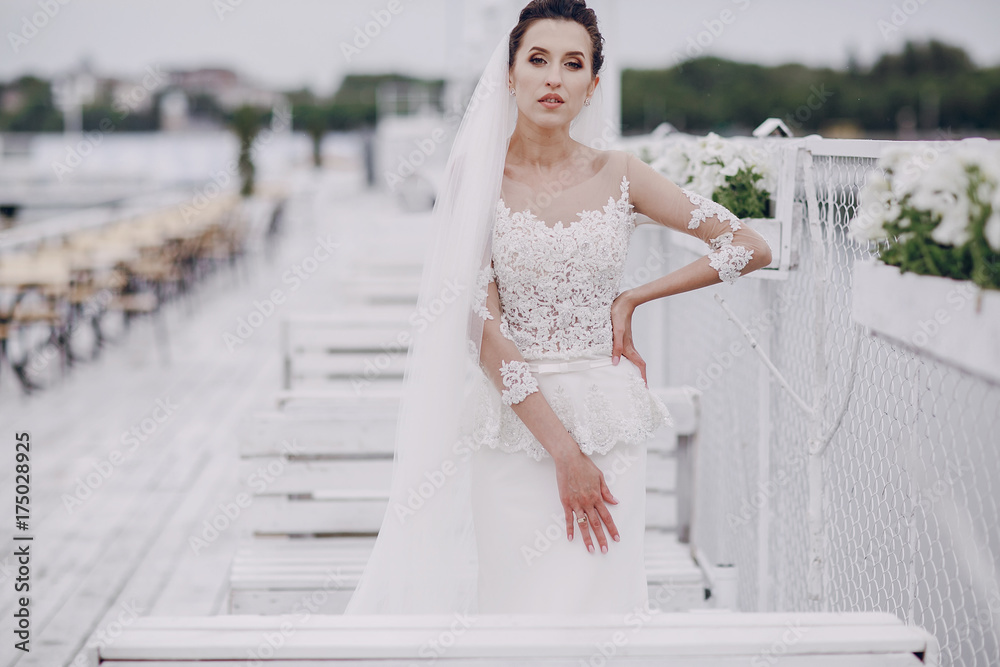 Poster bride in white dress