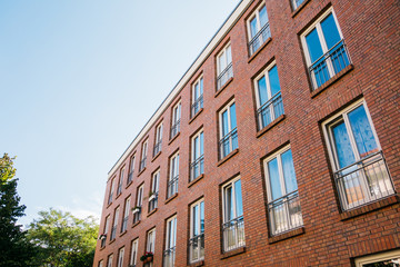brick office building in low angle view