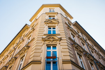 Obraz premium low angle view of residential corner building