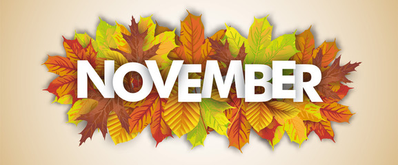 Autumn Foliage November Header - obrazy, fototapety, plakaty