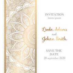 Vector luxury wedding invitation with mandala