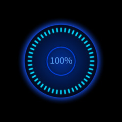 Blue round progress circle. Download sign. Load system