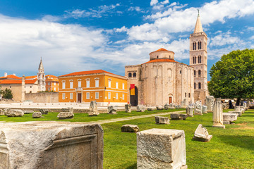 Historic center of the Croatian town of Zadar at the Mediterranean Sea, Europe. - obrazy, fototapety, plakaty
