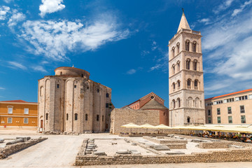 Historic center of the Croatian town of Zadar at the Mediterranean Sea, Europe. - obrazy, fototapety, plakaty