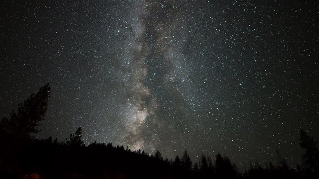 Yosemite National Park Milky Way Time Lapse Over Alpine Forest 
