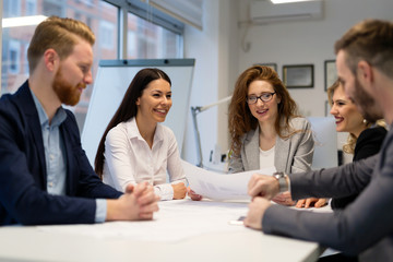 Group of architects working together on project