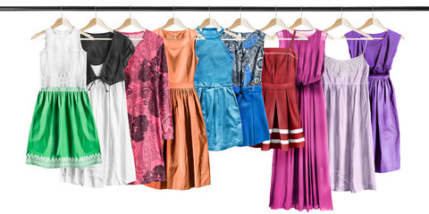 Fototapeta na wymiar Dresses on clothes racks