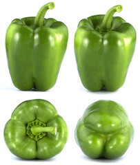 Green Bulgarian pepper isolated on white background