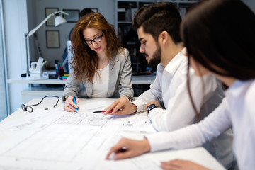 Obraz premium Group of architects working together on project