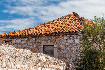 Detail of old stone house in a countryside in Croatia, Europe.