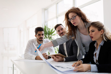 Group of architects working together on project