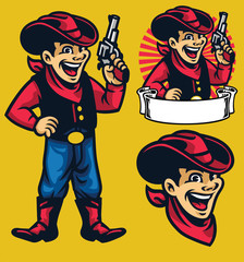 cheerful young cowboy mascot