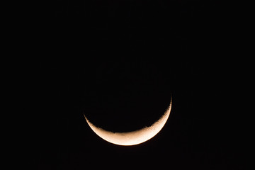 Crescent Moon on a dark night sky. 