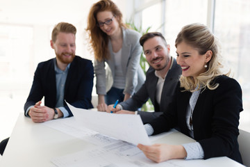 Group of architects working together on project