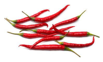 red hot chili peppers isolated on white background