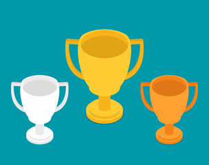 Vector gold, silver and bronze winners cup.