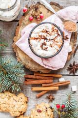 Obraz na płótnie Canvas Hot Christmas cacao with marshmallow