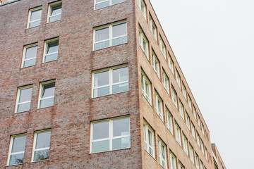 detailed view of modern brick finance or office building